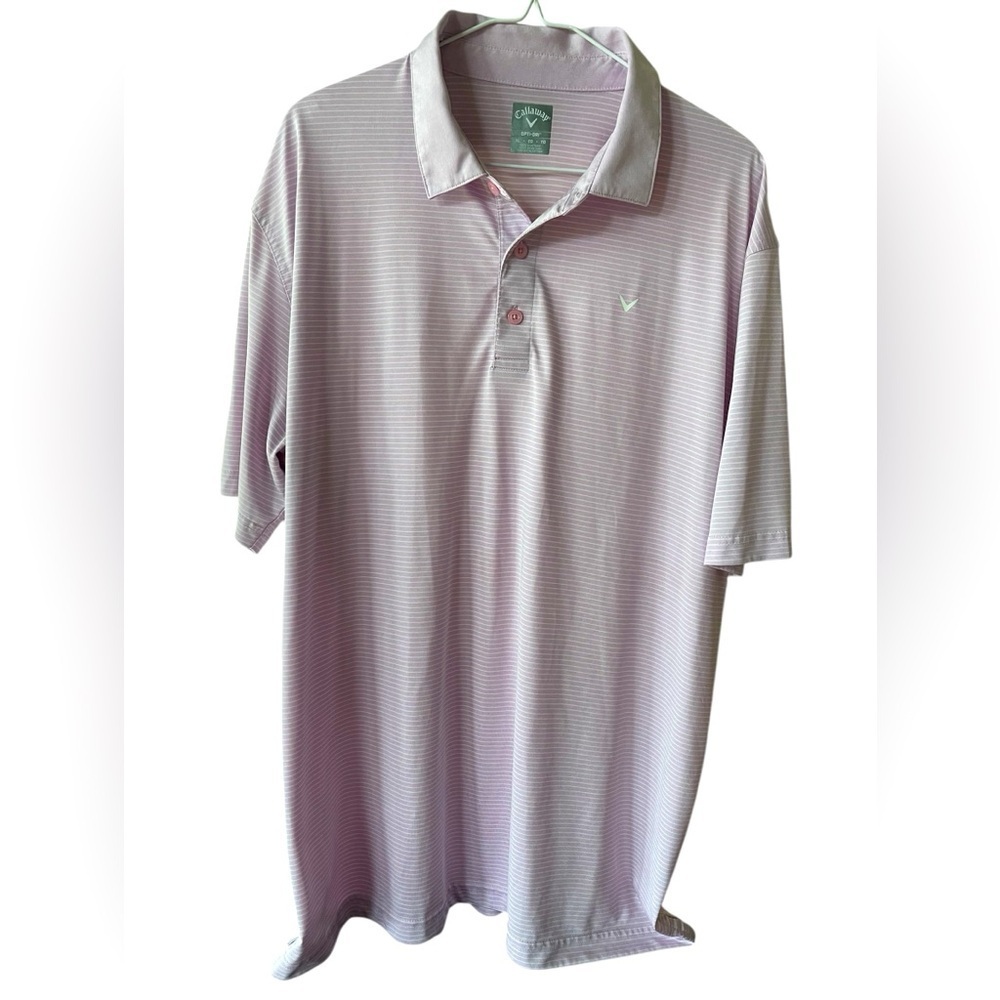 ⛳️ CALLAWAY light lavender Mens XL Striped golf Shirt -  season’s hottest color